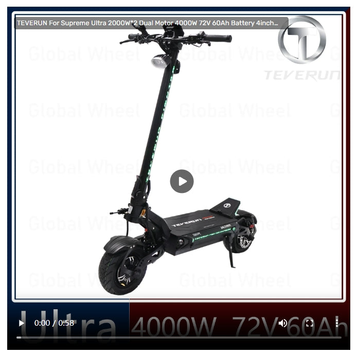 2025 TEVERUN Supreme Ultra 2000W*2 Dual Motor 4000W 72V 60Ah Battery 4inch TFT Display With NFC Four-Piston Hydraulic Brake 11inch Run-proof Tires 6
