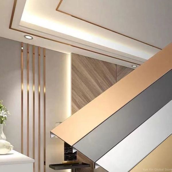 Wall Stickers 1 Roll Mirror Stainless Steel Plane Decorative Line Gold Sticker Selfadhesive Living Room Decorate Floor Tile 230808