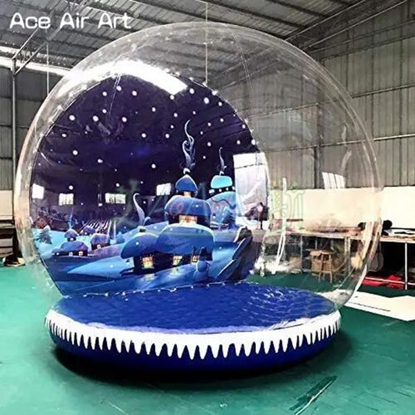 wholesale 5m Transparent Inflatable Christmas Snow Globe Tent Santa Winter Scene