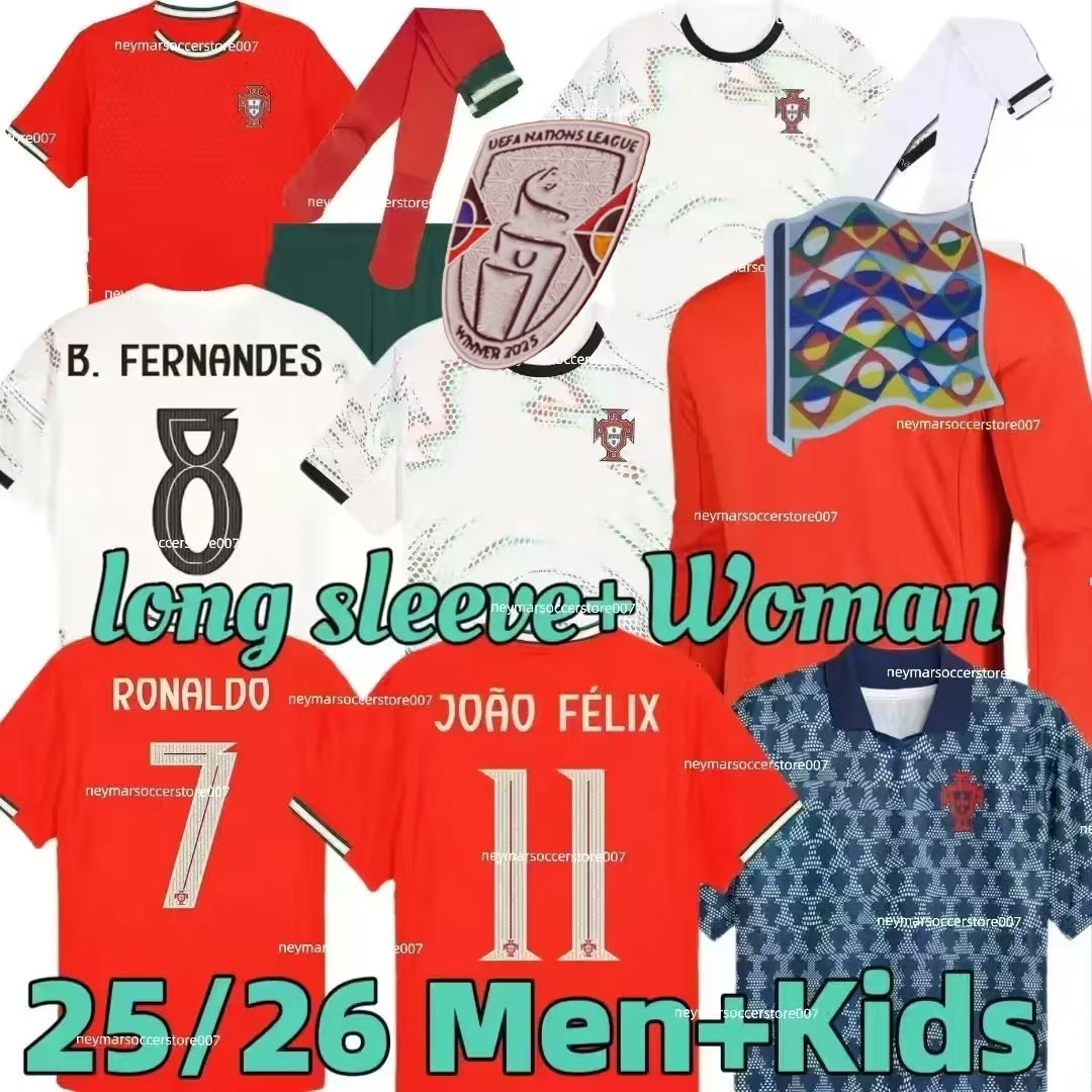Euro 2026 Portugal National Team Jerseys Featuring Top Players Like Ronaldo, Felix - Suitable for Fans of All Ages