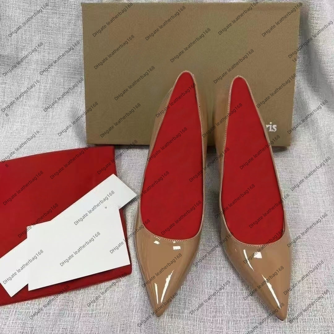 Women&#039;s Red designers dress shoes Luxury DiamondBottoms Night Scene Goddess sandals Charm Lacquer Leather Pointed Shallow Mouth Versatile Weddi