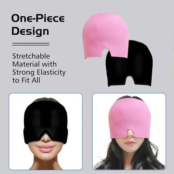 Gel Cold Hot Head Ice Cap Black and Pink Head Wrap Face Mask Head Massage Sleep Eye Mask Health Care Tool Y240902
