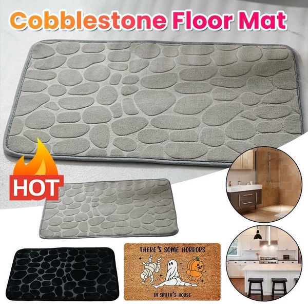 Non-Slip Bath Mat and Toilet Mat Bathro Rug Set Soft Bath Mat with Cobblestone Pattern Washable Bath Mat Bathro Accessories Z250115