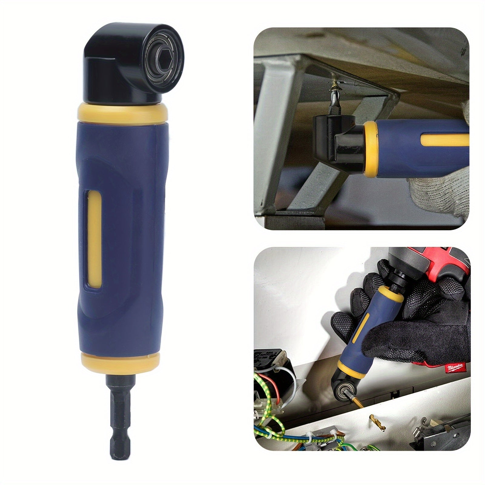 TEMU Upgraded Right Angle Drill Attachment 90 Degree Yellow Blue Drills Attachment Extension Driver Used With Electric Drill For 1-4in Standard Hex