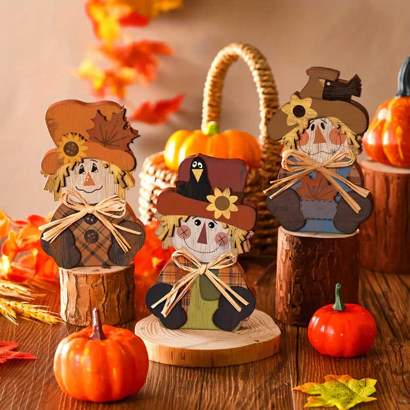 TEMU 3pcs Fall Tiered Tray Decor Set With Rustic Wooden Autumn Signs & Theme | Farmhouse Tabletop Decoration Kit For Thanksgiving Home Decor -