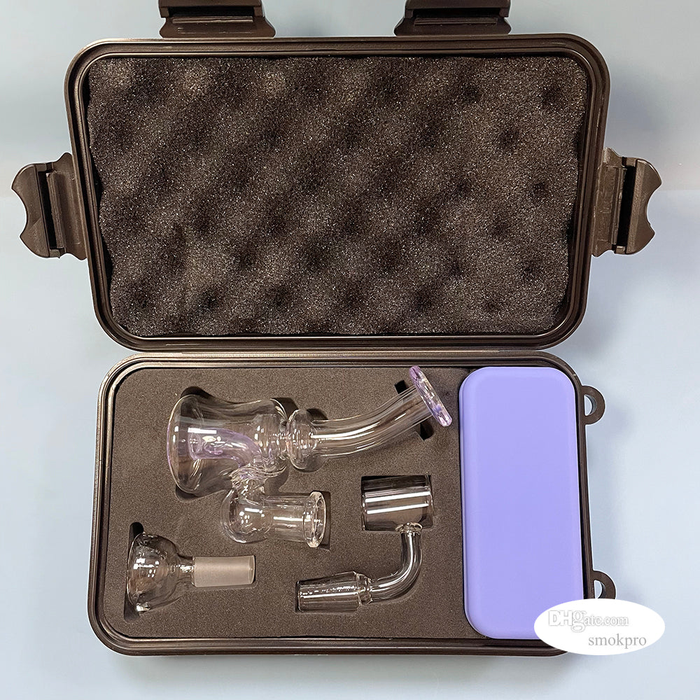 Tariff Free - Mini Glass Dab Rig Bong Portable Recycler Water Hookah Bubbler With 14mm Male Tobacco Bowl Slide Quartz Banger Attachment Silicone Con