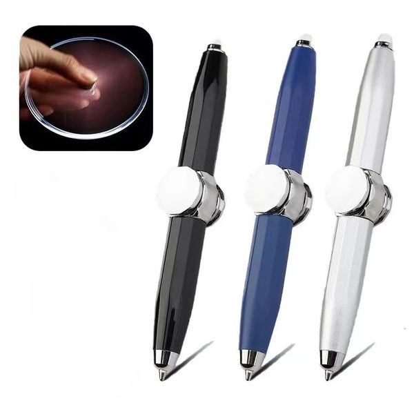 Led Fingertip Spinning Pen Fidget Anxiety Decompression Gyro Metal Ballpoint Gyroscope Writing Pens school For Kids Adults 241114
