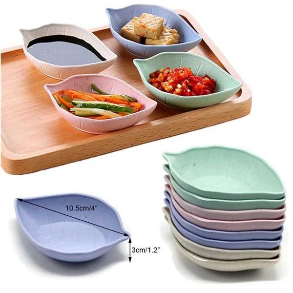 1-4pcs Sauce Dishes Leaves Shape Wheat Fiber Bowl Vinegar Seasoning Solid Soybean Dish Sauce Salt Snack Small Plate Kitchen Tool Y240902