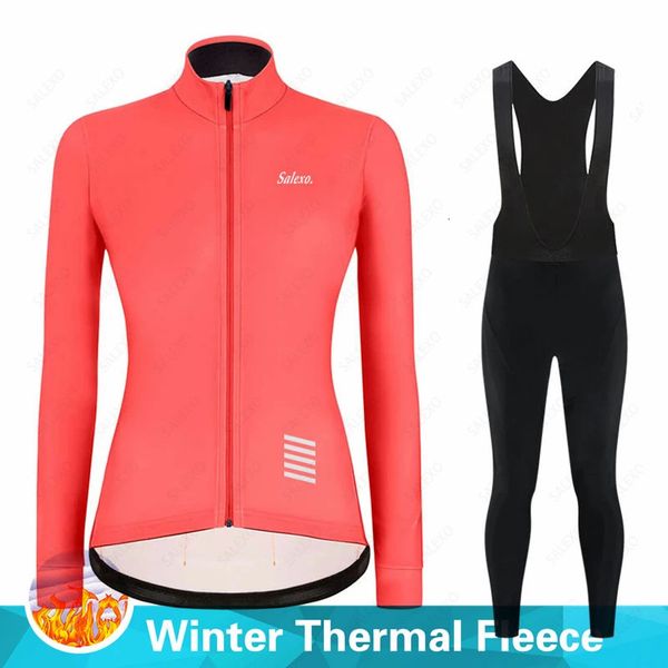 Women Winter Cycling Jersey Set Salexo Thermal Fleece Cycling Clothes MTB Bicycle Clothing Warm Mountain Bike Cycling Wear Suit 241231