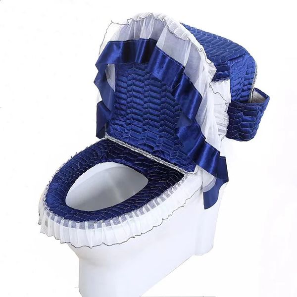 selling velvet lace U-shaped coating household bathroom toilet seat cushion water tank toilet seat cover 240905