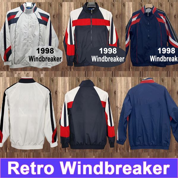 1998 England Mens Retro Soccer Jerseys Black White Windbreaker Vintage Football Shirts Uniforms