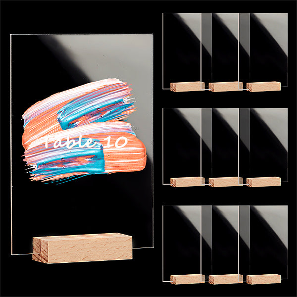 Transparent Acrylic Place Card & Wood Card Holder Set