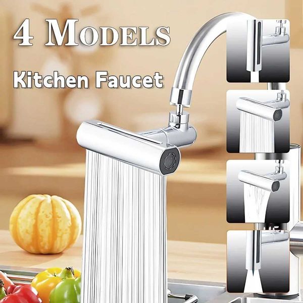 4 in 1 Kitchen Faucet Sprayer Anti-splash Pressurized Bubbler Multi Functional 360 Rotation Waterfall Faucet Home AccessoriesC241212