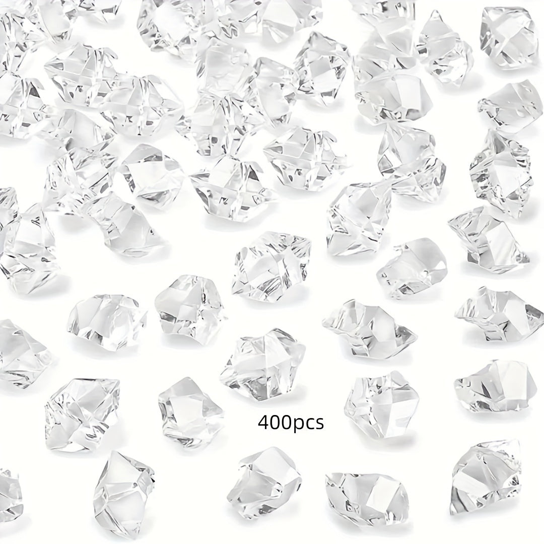 TEMU 400pcs Acrylic Diamond Crystals - Clear Gems For Vase Filler, Wedding Centerpiece, Table Decoration, Diy Crafts
