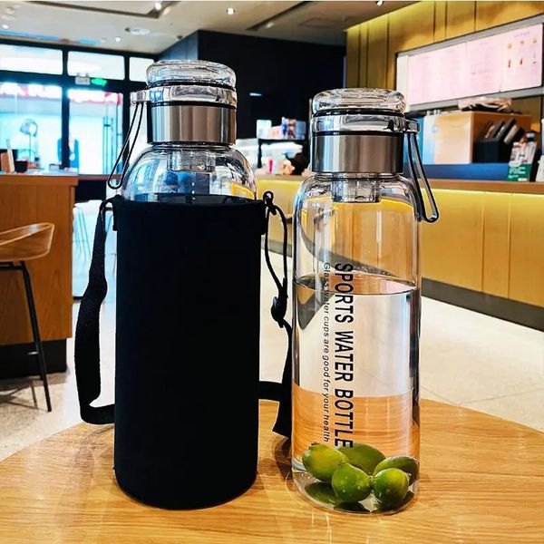 10liter large glass water bottle with cloth cover borosilicate beverage teapot portable outdoor travel cup 240930