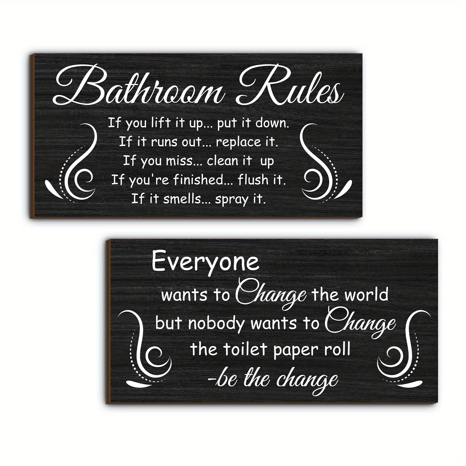 TEMU 2pcs Wooden Bathroom Rule Wall Decoration - Vintage Bathroom Decoration, Bathroom Toilet Wall Decoration, Home Wall Art,