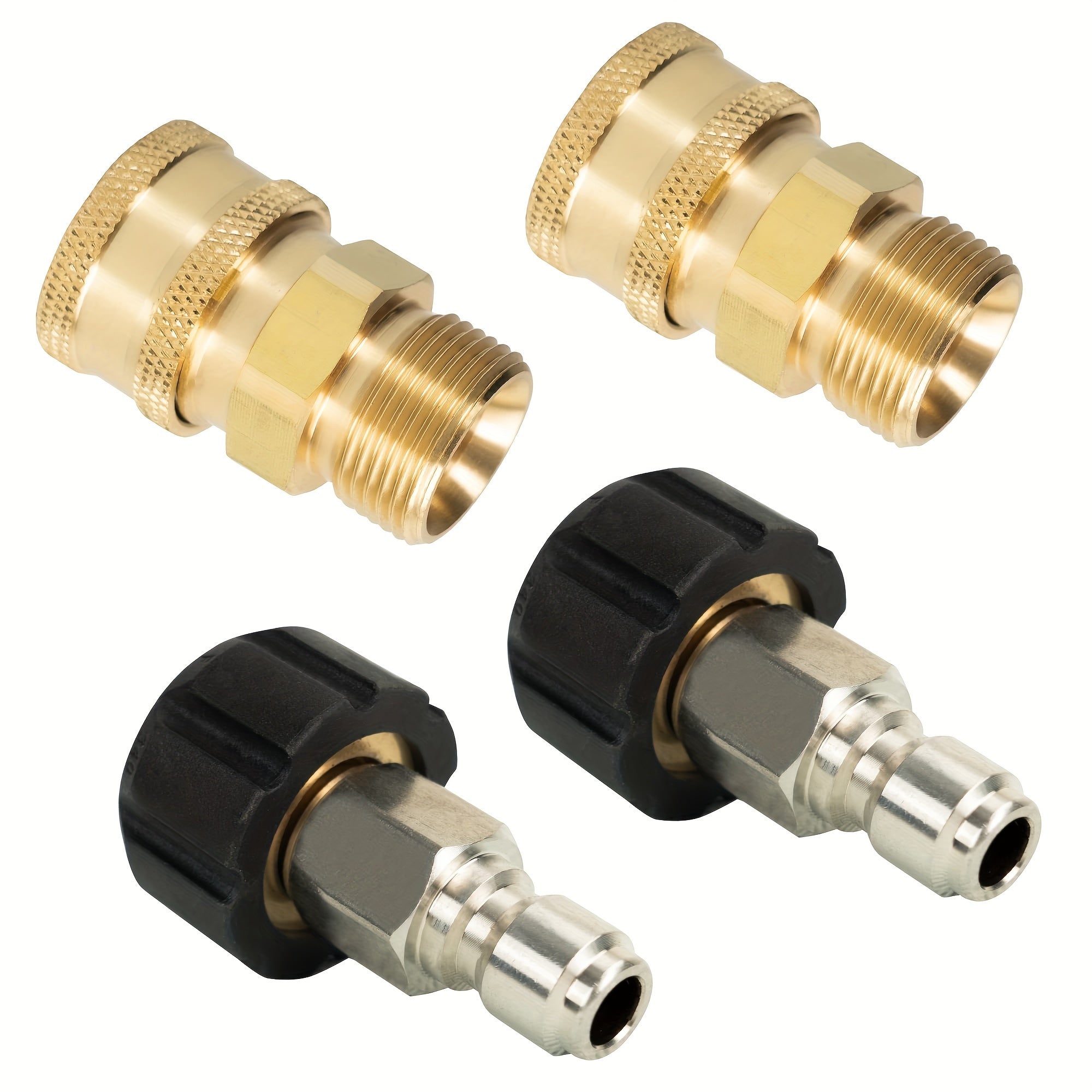 TEMU 4pcs Pressure Washer Adapter Set, Quick Connect Kit, Metric M22 14mm To 3-8" Quick Connect Kit, 5000 Psi