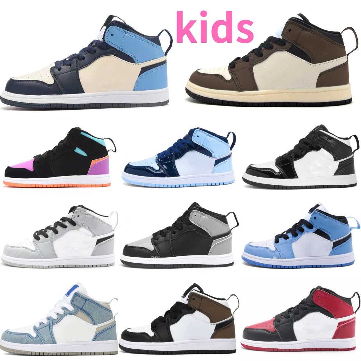 Trainers 1 J1 Baby Kids High Basketball Shoes Girls Boys BLACK WHITE DARK MOCHA Obsidian Chicago Tennis Candy Bred Pine Green Hyper Royal Outdoor Jo