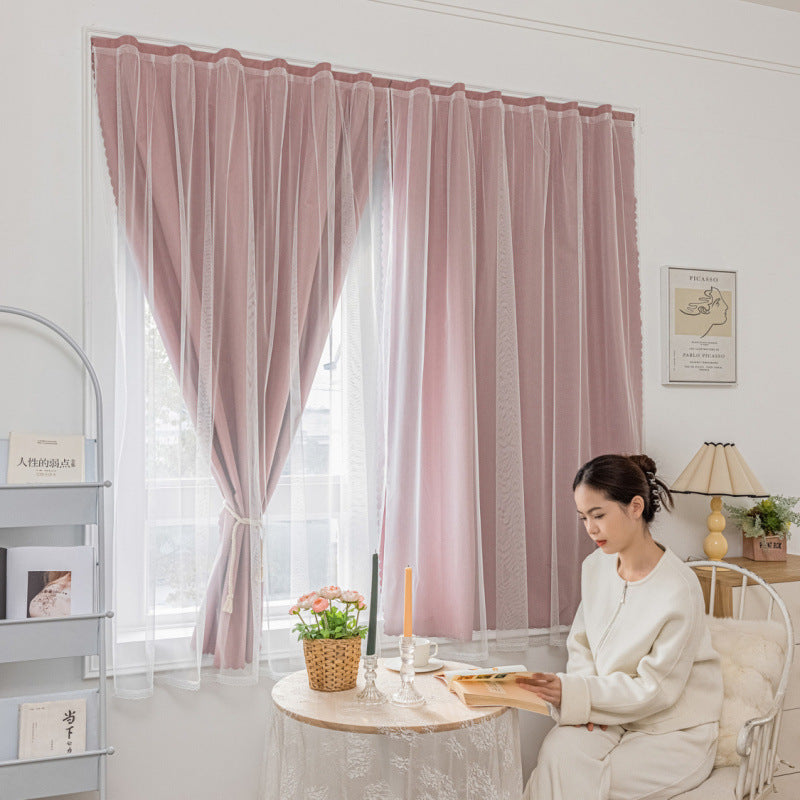 YL-36756 blackout curtain for rental bedroom bay windows, punch-free installation, Velcro-adhesive blackout curtains, factory cross-border wholesale