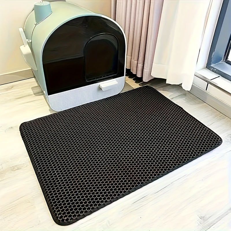 TEMU Double-layer Eva Cat Litter Mat - Non-slip, Scratch & Wear-resistant Pet Litter Box Pad For Cats