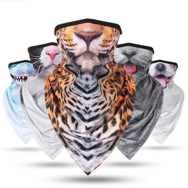 Multifunctional 3D Animal Print Triangle Scarf Bandana Sports Hiking Headgear Cycling Face Mask Fishing Neck Warmer GaiterXJ241122