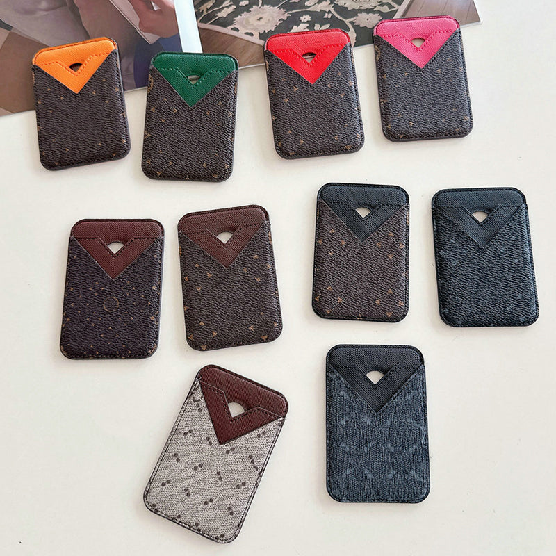 Designer Magnetic Leather MagSafe Card Holder Phone Case All Fitted Luxury Universal Mini Wallet Work ID Bank Credit Bus Hi Quality Cover With Box W