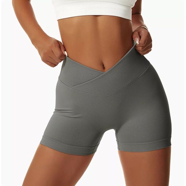 Outdoor yoga shorts, elastic high waisted running, fitness, tight fitting peach lifting buttocks, seamless sports shorts for women