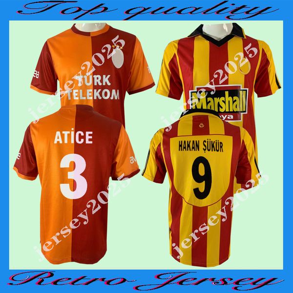 99 00 Galatasaray Retro HAGI football shirt HAKAM SUKUR CAPONE home yellow red 13 14 ATICE classics football unifom shirts