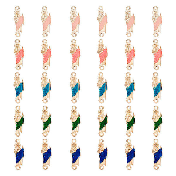 30 Stück 5 Farben Religion Legierung Emaille Verbinder Charms