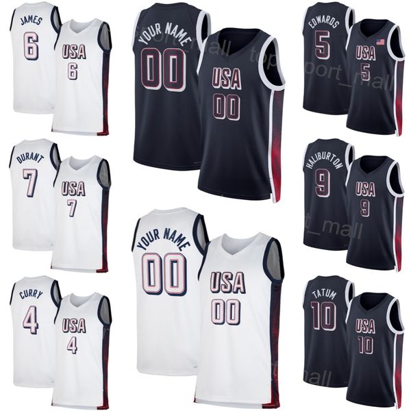 24 25 Men 7 Kevin Durant American Basketball Jerseys US National 15 Devin Booker 10 Jayson Tatum 12 Jrue Holiday 9 Tyrese Haliburton 5 Antho