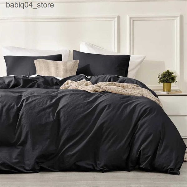 Bedding sets Washed Cotton Bed Linen Bedding Set 4 Pieces Bed Sheets Set Solid Color Comforter Cover Couple Queen King Size Bed Quilt Cover