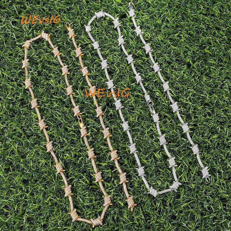 8mm Iced Out Men Wire Chain Bard Wire Choker Hip Hop Jewelry Men Diamond Barb Wire Chain