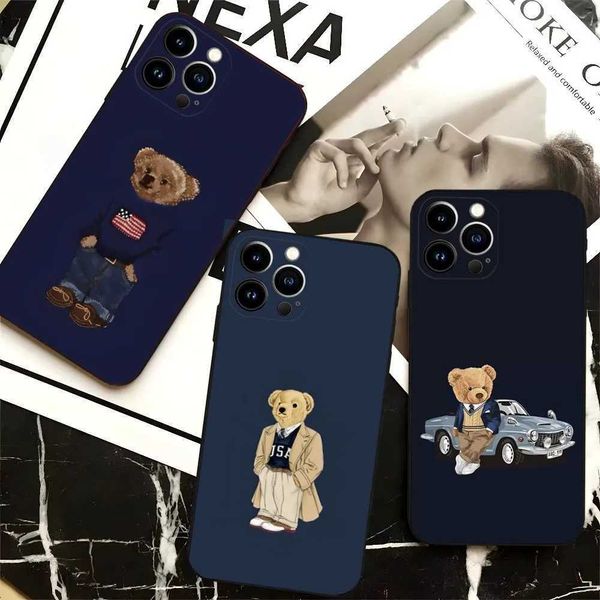 Cell Phone Cases Fashion Bear P-PoloS phone case suitable for iPhone 16 15 14 13 12 Pro Max 11 7 8 Plus XR XS shock-absorbing silicone soft