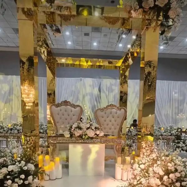 Popular Gold-Silver Mirrored Acrylic Party Backdrop Arch For Wedding Decoration