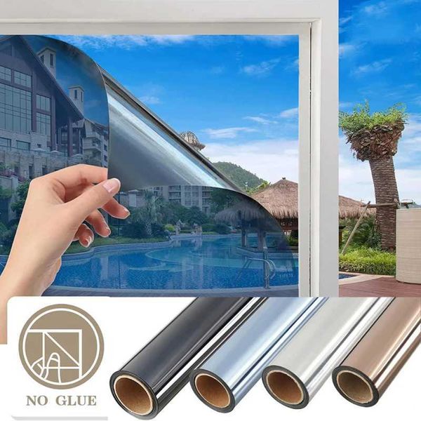 One Way Mirror Reflective Window Film Home Privacy Solar Tint Foil Glass Sticker Solar Control Insulation Mirrored Window Tint Y240810