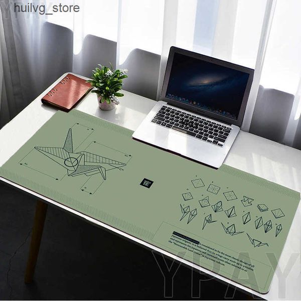 Wrist Rests Gaming Mousepads Green Mousepad Japanese Paper Crane Large Mat Desk Pads Non-Slip Rubber Mouse Pad Big Keyboard Mats J241204