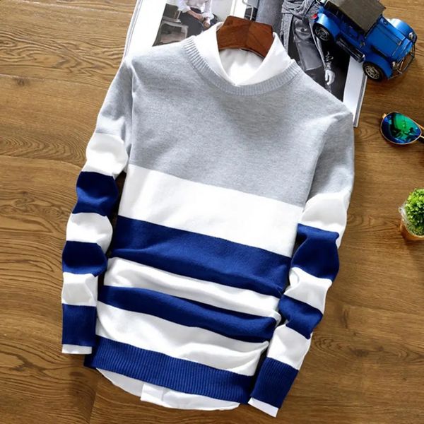 Sweater Men Long Sleeve Pullovers Outwear Man V Neck Male Sweaters Fashion Loose Fit Knitting Clothing Korean Style 241223