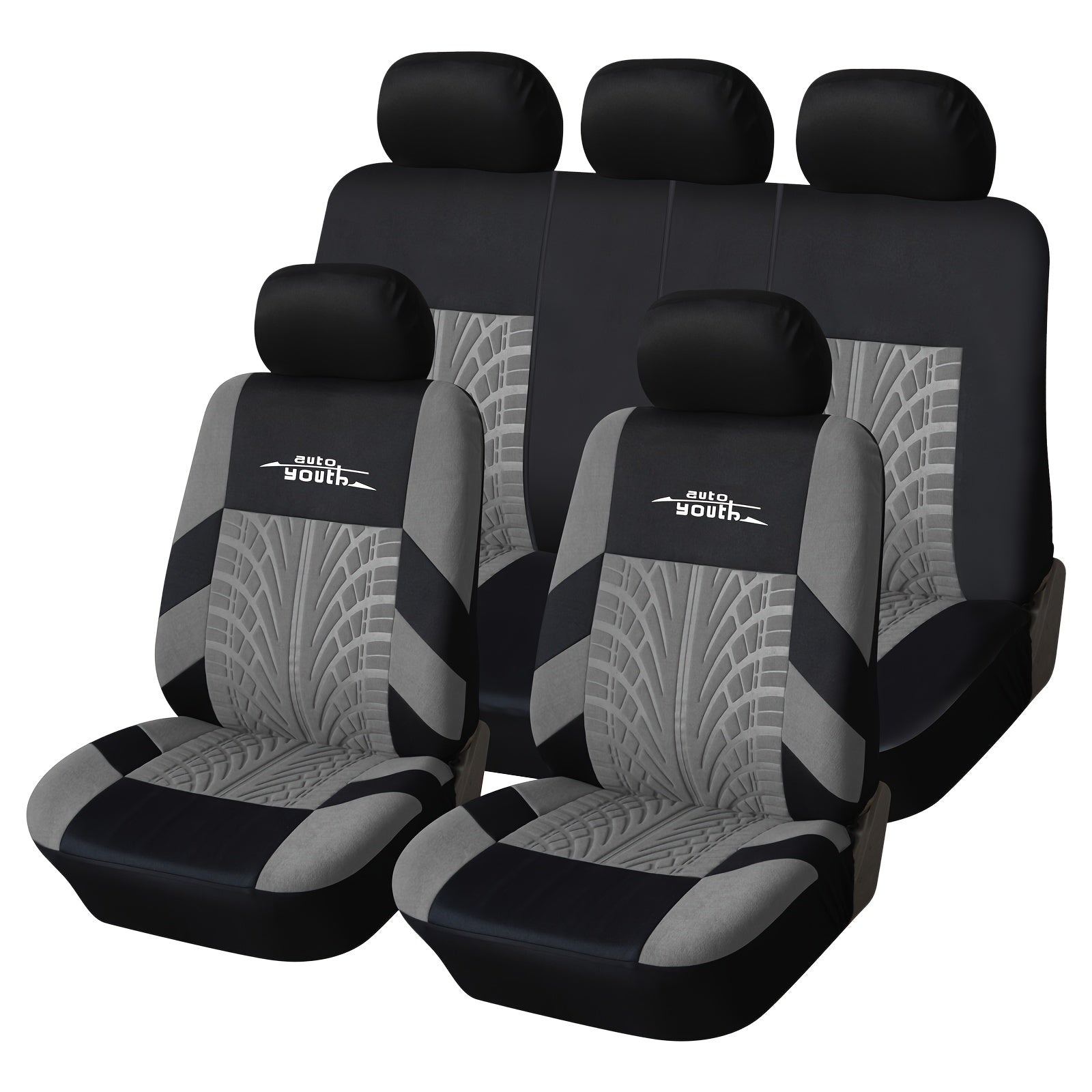 TEMU Fashion Tire Track Detail Style Universal Car Seat Covers Fits Most Brand Vehicle