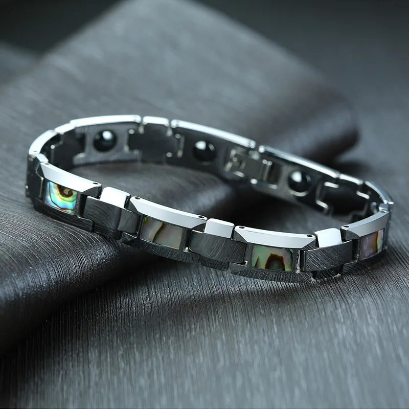 Chain Antiscrated Tungsten Bracelet Men Natural Shell Hematite Magnetic Health Energy Link Shiny Jewelry Male Christmas Gifts 231016