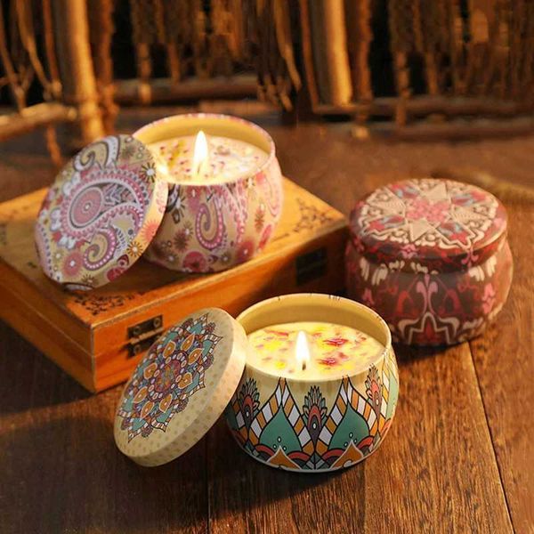Scented Candles Iron Box Soy Wax Scented Dried Flower Aromatherapy Candle Birthday Candle Home Hotel Wedding DecorationXJ240830