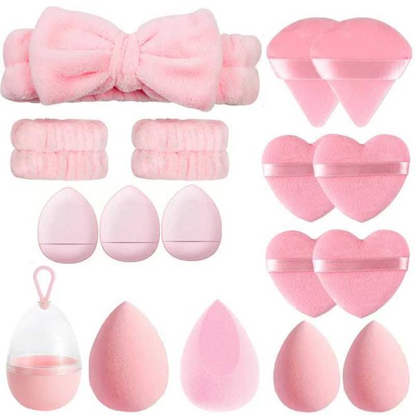 17Pcs Makeup Sponge Blender Set Beauty Egg Foundation Cosmetic Sponges Powder Puff With Wash Face Headbands Women Make Up Tools Y240803