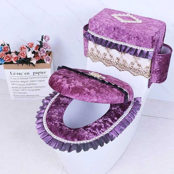 3 pieces-set of toilet seat cover soft toilet seat cushion dust cover for toilet can with storage bag toilet ring pad toilet seat Cas W24120
