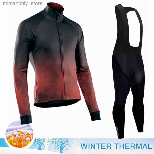Cycling Jersey Sets Mens Winter Bicycle Jersey Set MTB Uniform Bicyc Clothing Ropa Ciclismo Long Seven Hot Fece Bicycle Clothing Q240612