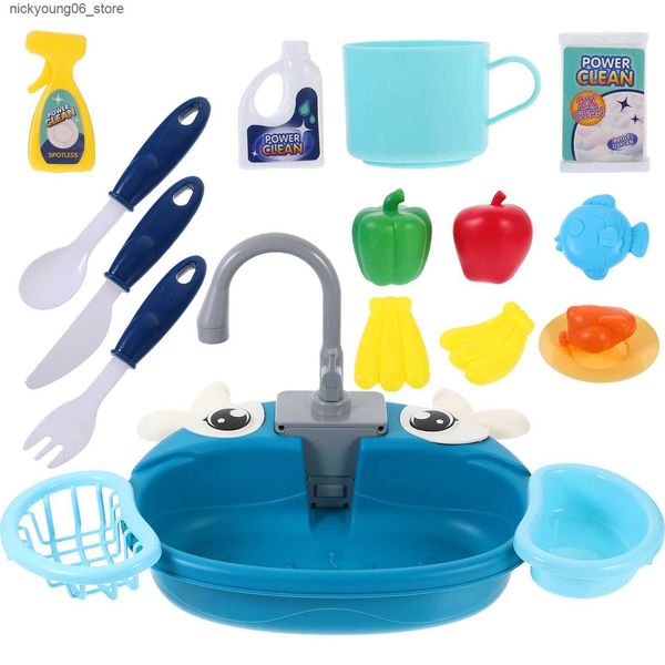 Kitchens Play Food Kitchen Water Toy Toddler Sink with Running Kids Play Childrens Toys Cosplay Role Abs Parent-child ChildrensL240910