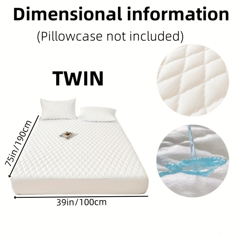 TEMU 1pc Layered Solid Color Waterproof Mattress Protector (without Pillowcase And Pillow Insert) Soft And Comfortable Mattress Cover Bedroom Bedding