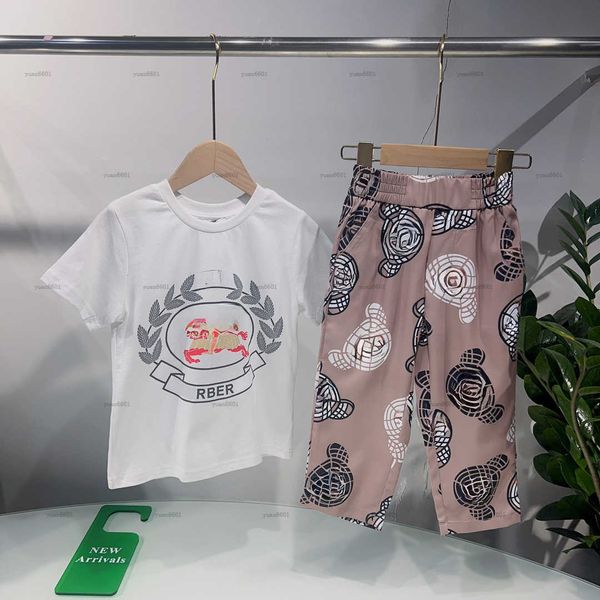 Popular baby T-shirt set child tracksuits boys girls Summer suit kids designer clothes High quality T-shirt and Bear face print pants