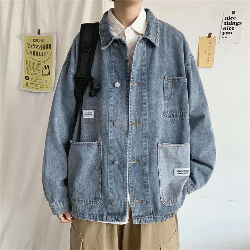 Men's Jackets Men's Fashion Denim Jacket Korean Clothes Spring And Autumn Loose Student Multi-pocket Tooling Men Jeans