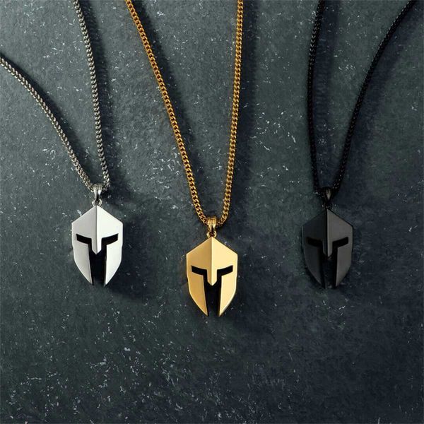 Pendant Necklaces Classic Minimalist Spartan Warrior Mask Face Mask Pendant Necklace Stainless Steel Mens Necklace Titanium Steel Jewelry H2