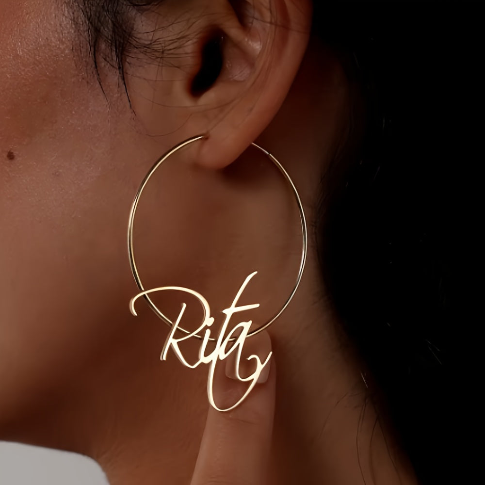 TEMU Personalized Name Hoop Earrings - Custom Hoops (up To 5 Letters) - -tone Initials Gift For,, Birthdays, Parties & Music Festivals - Wearable