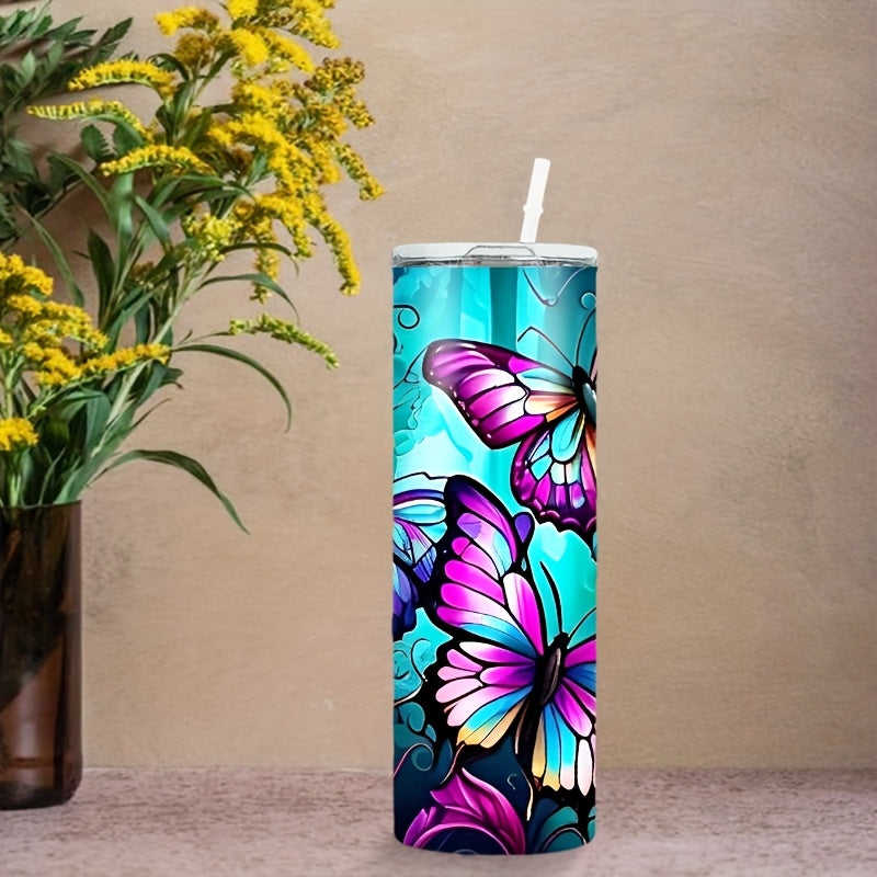 TEMU 20oz 304 Stainless Steel Travel Outdoor Portable Insulated, Coffee Cup, With Lid And Straws, Gift For Birthday Gifts, Holiday Gifts, New Year